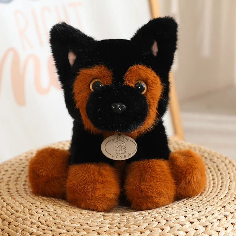 Brown & Black Husky Fluffy Plush
