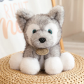 Grey & White Husky Fluffy Plush