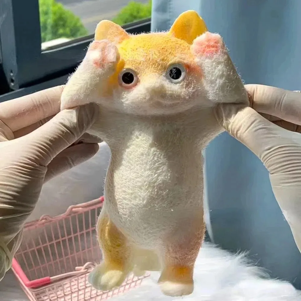 Orange & White Squishy & Sticky Cat Plush