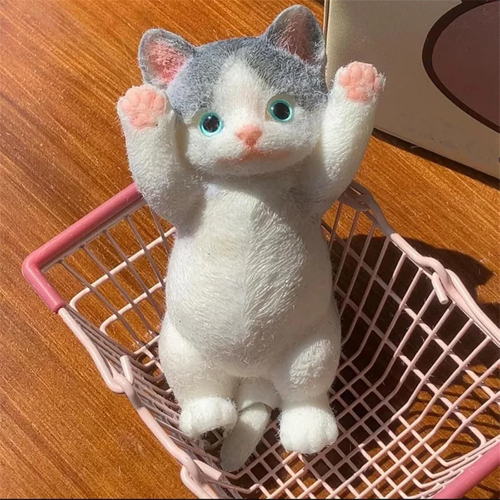 Grey & White Squishy & Sticky Cat Plush