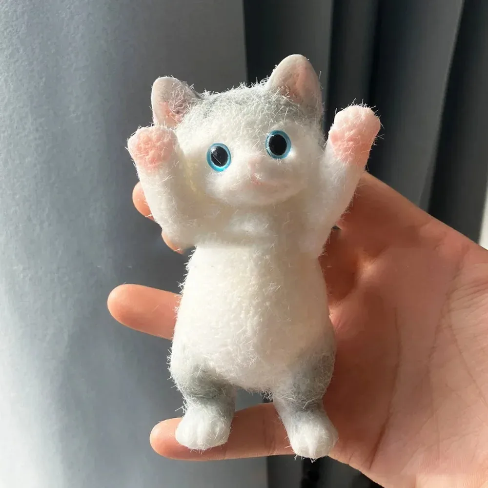 Grey & White Squishy & Sticky Cat Plush