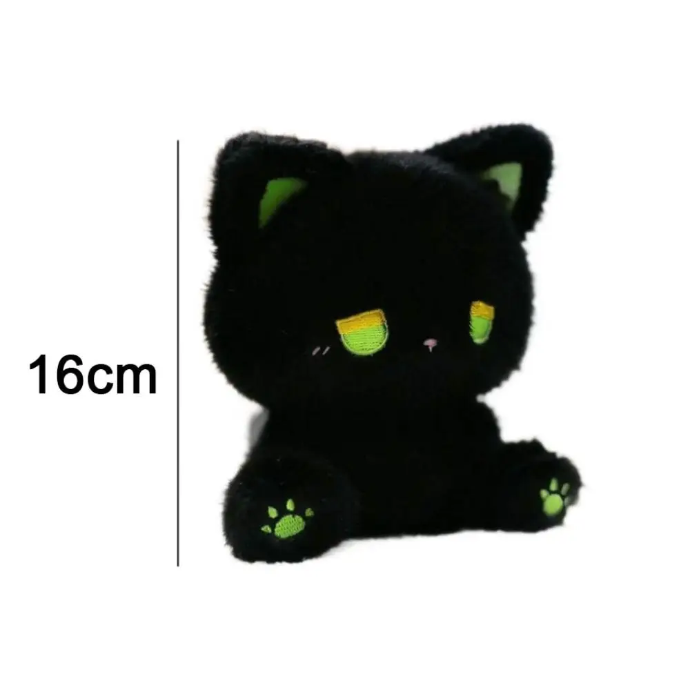 Green Eyed Sad Black Cat Plush