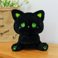 Green Eyed Sad Black Cat Plush