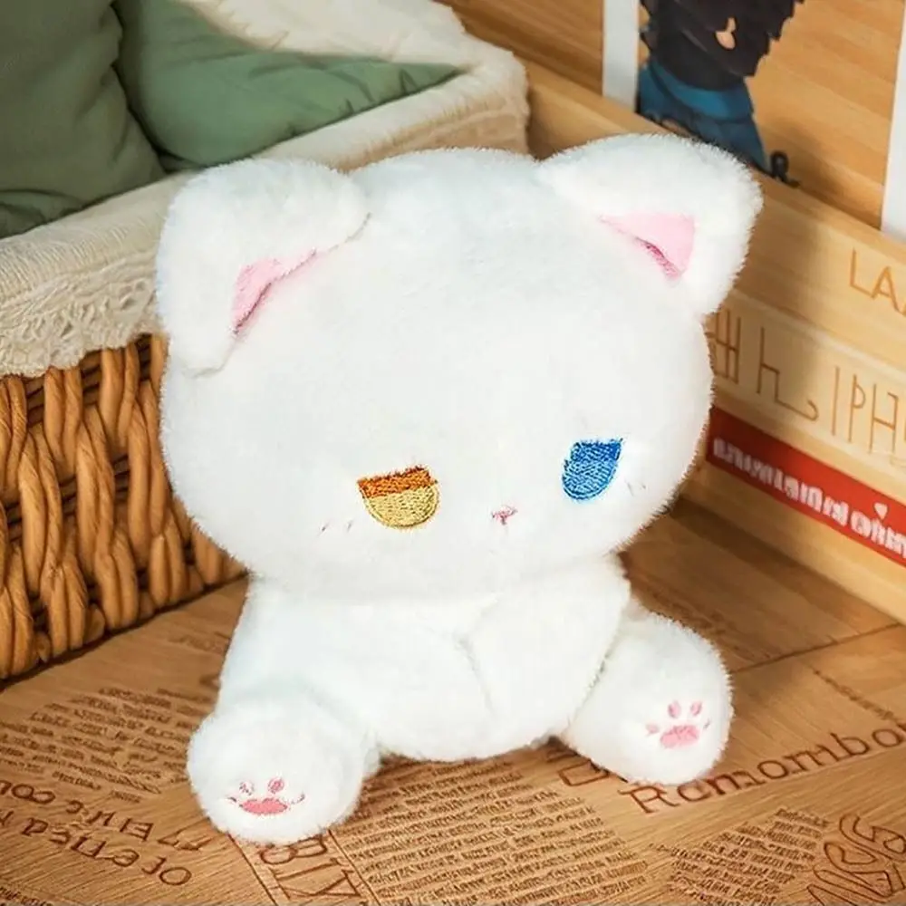Blue & Gold Eyed Sad White Cat Plush