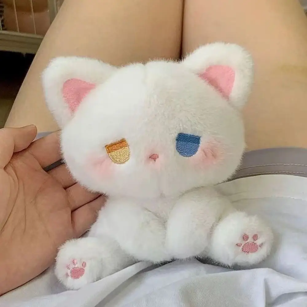 Blue & Gold Eyed Sad White Cat Plush