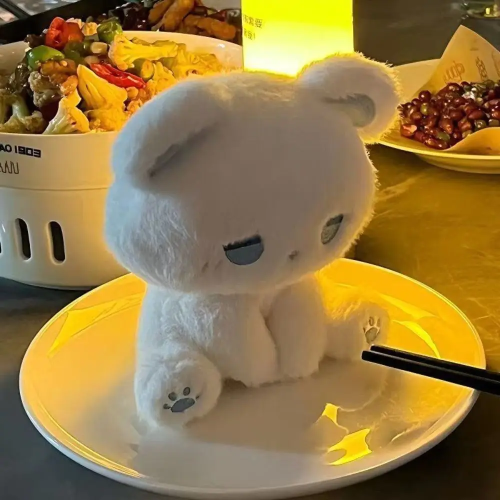 Blue & Gold Eyed Sad White Cat Plush