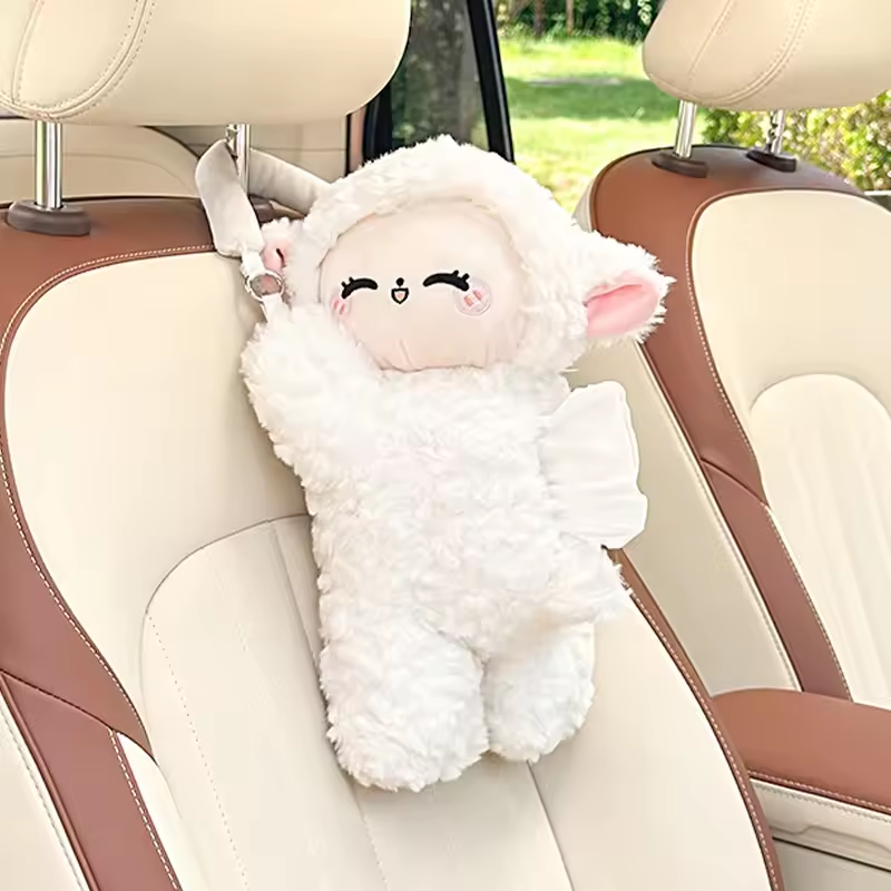 Cute Lamb Plush Car Tissue Box