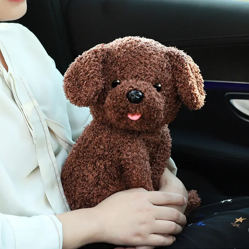 Fuzzy Brown Dog Plush Car Tissue Box