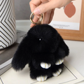Black Fluffy Bunny Pompon Keychain