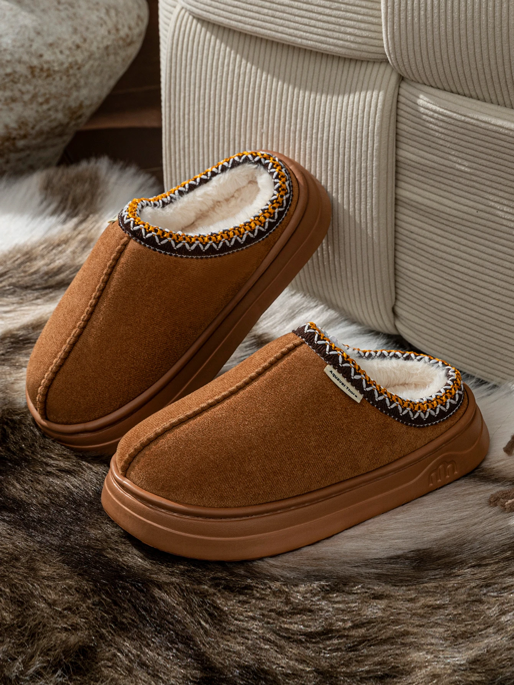 Brown Warm Fluffy Slippers