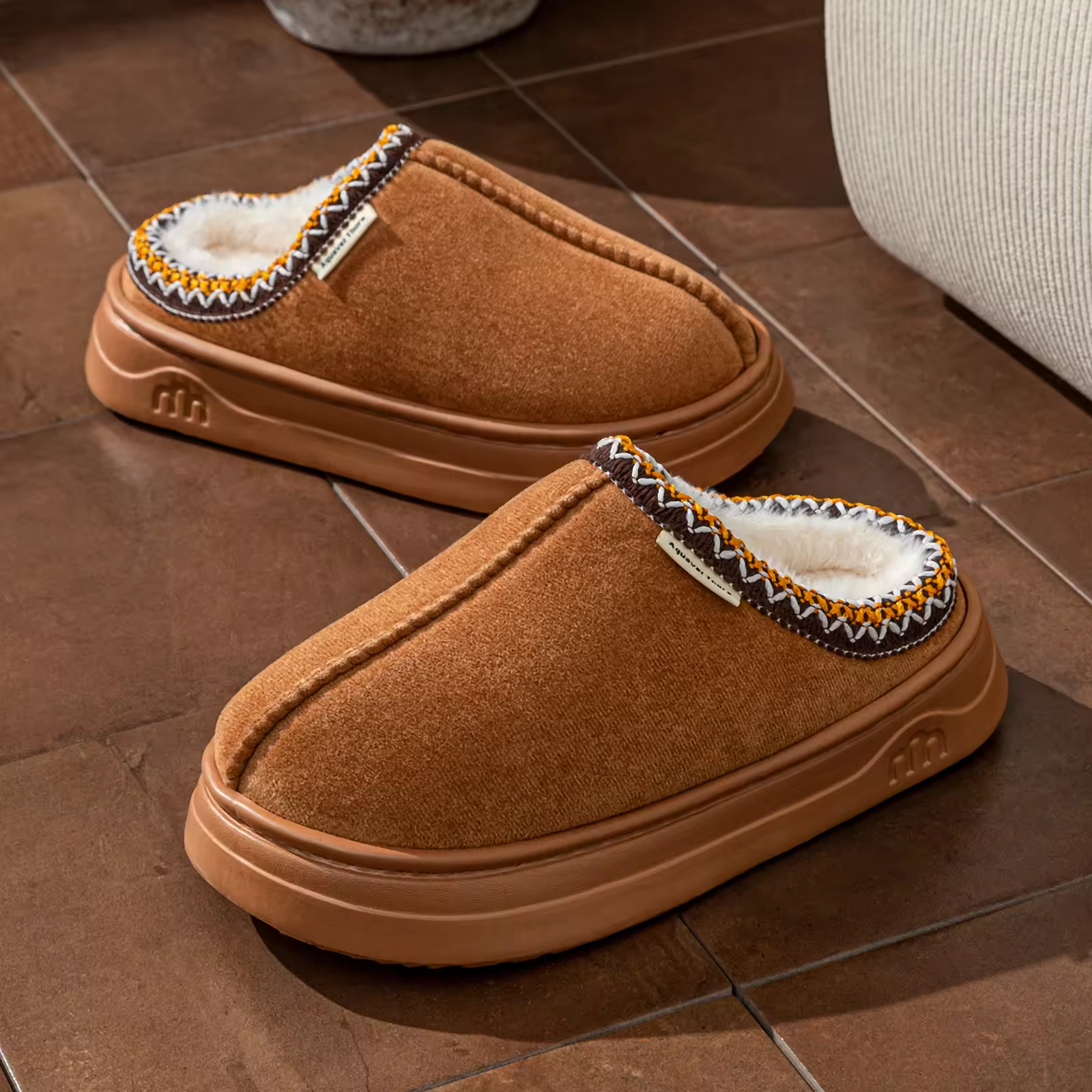 Brown Warm Fluffy Slippers