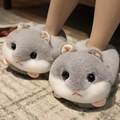 Fluffy Grey Hamster Slippers