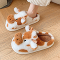 Warm Brown Cow Fluffy Slippers