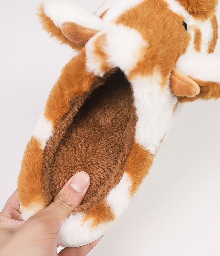 Warm Brown Cow Fluffy Slippers