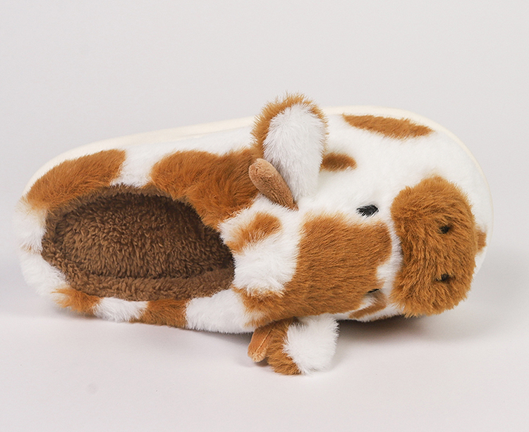 Warm Brown Cow Fluffy Slippers
