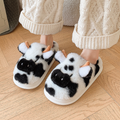 Warm Black Cow Fluffy Slippers