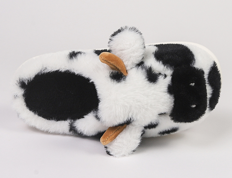 Warm Black Cow Fluffy Slippers