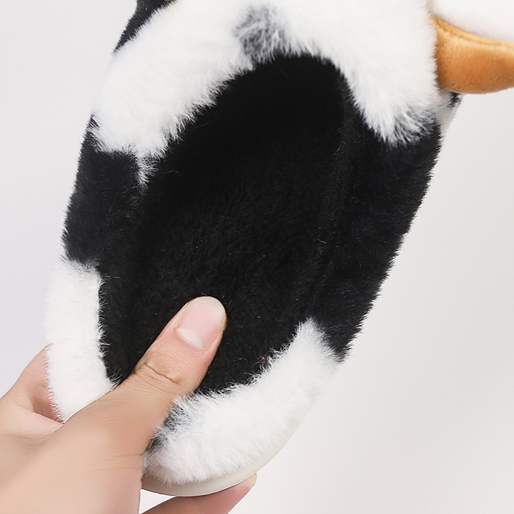 Warm Black Cow Fluffy Slippers