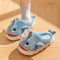 Warm Smiling Light Blue Shark Fluffy Slippers
