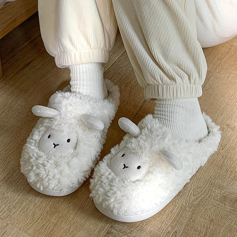 Warm White Sheep Fluffy Slippers