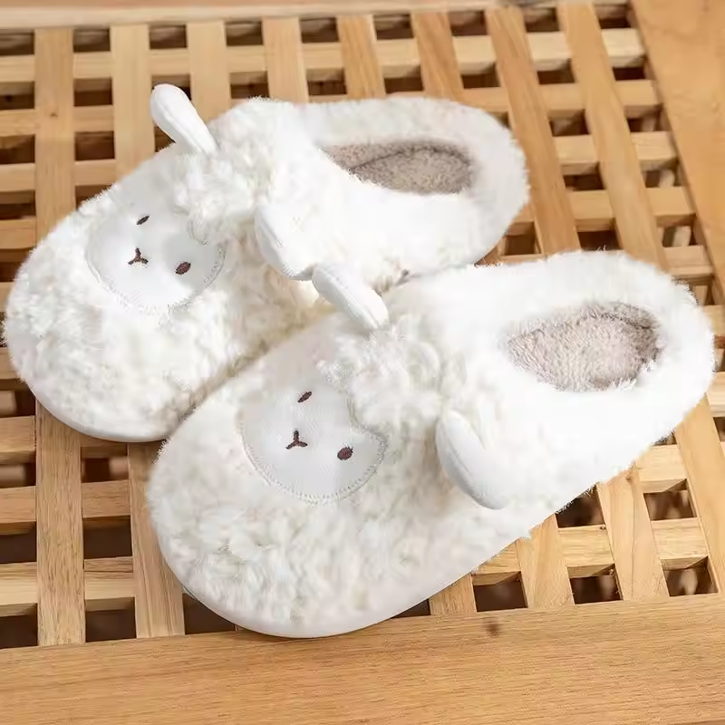 Warm White Sheep Fluffy Slippers