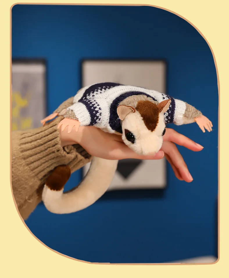 Adorable Fluffy Sugar Glider Blue Shirt Plush