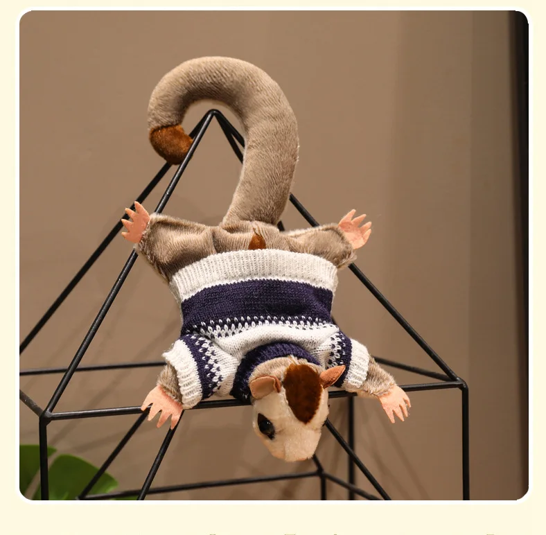Adorable Fluffy Sugar Glider Blue Shirt Plush