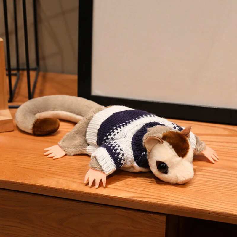 Adorable Fluffy Sugar Glider Blue Shirt Plush