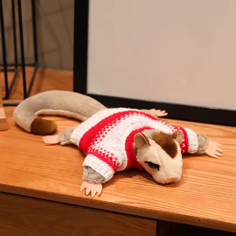 Adorable Fluffy Sugar Glider Red Shirt Plush