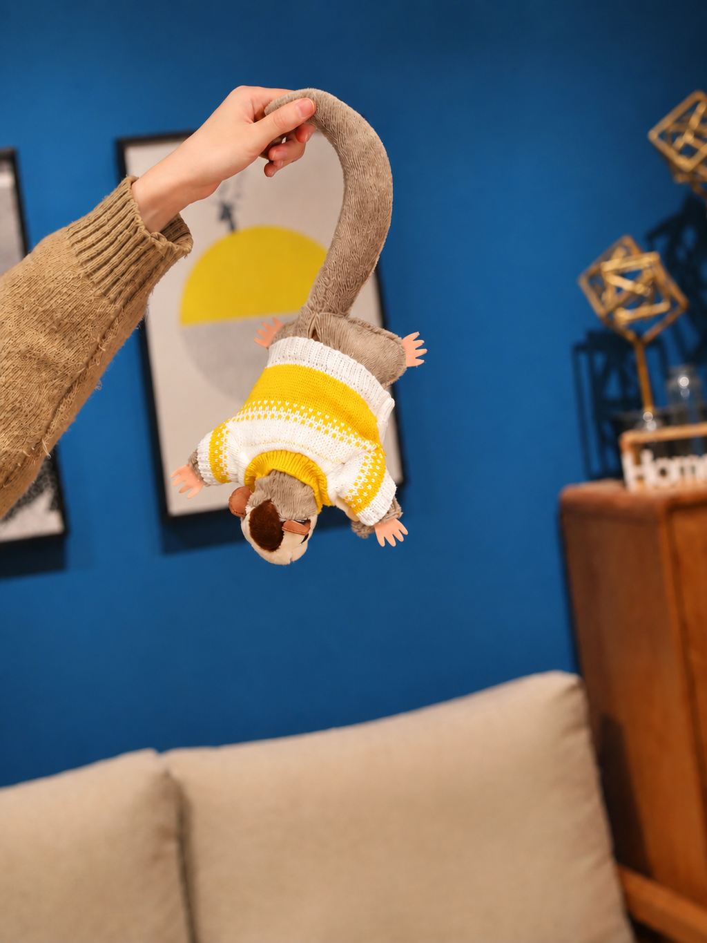 Adorable Fluffy Sugar Glider Yellow Shirt Plush