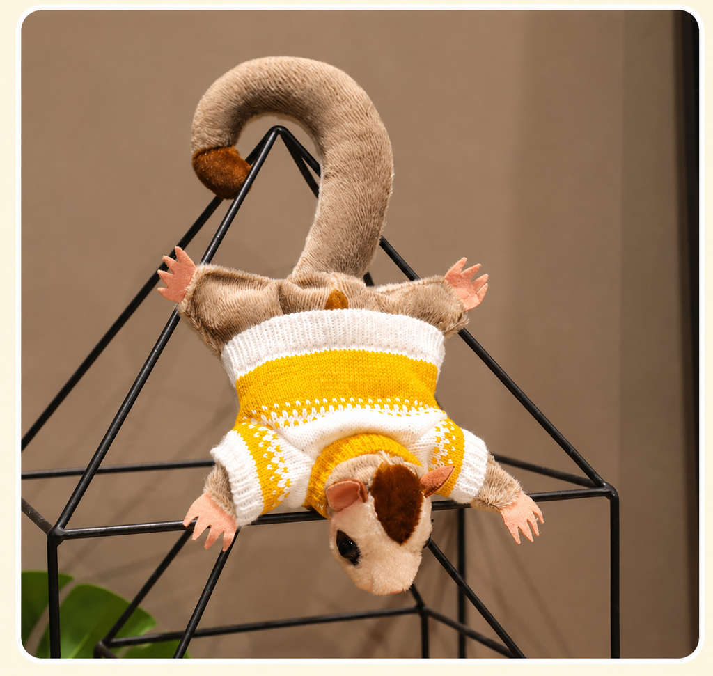 Adorable Fluffy Sugar Glider Yellow Shirt Plush