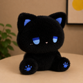 Blue Eyed Sad Black Cat Plush
