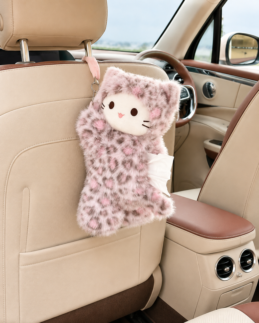 Cute Pink Leopard Car Tissue Box Plush