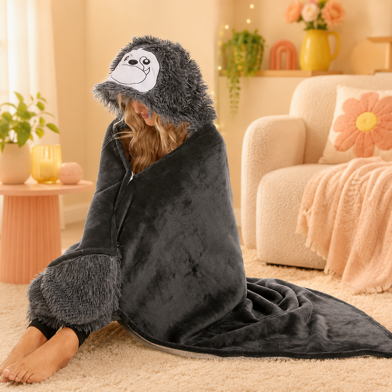 Seal Plush Hooded Blanket