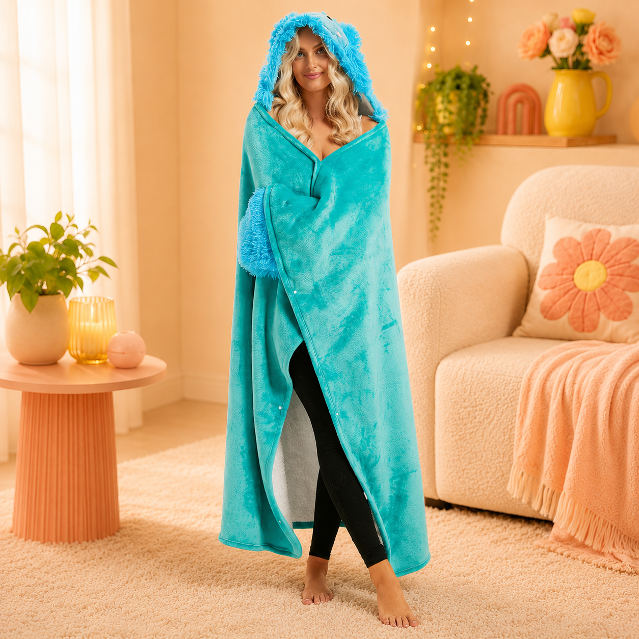 Dinosaur Plush Hooded Blanket