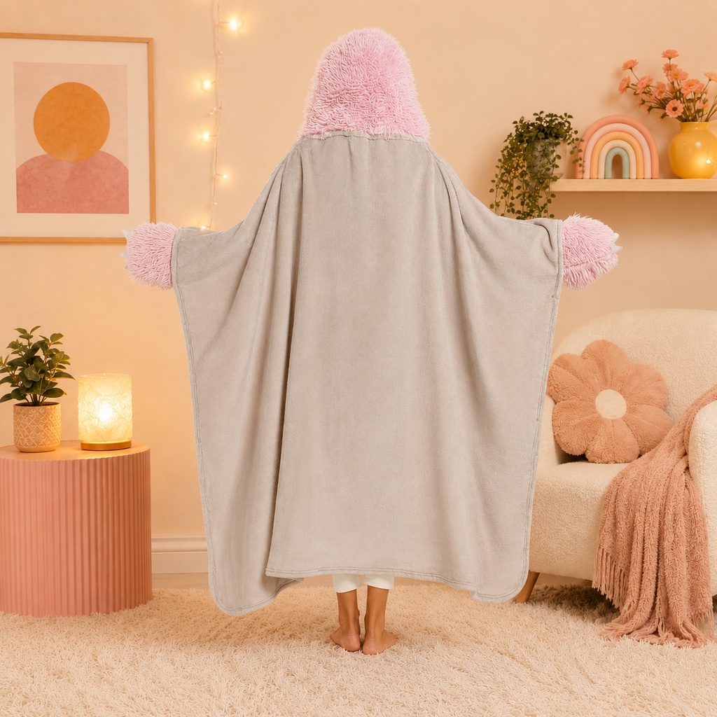 Pink Sloth Plush Hooded Blanket