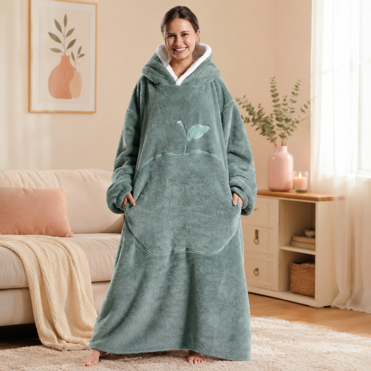 Long Green Blanket Hoodie