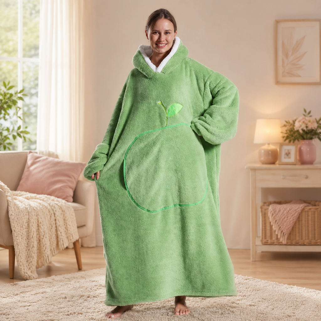 Long Light Green Blanket Hoodie