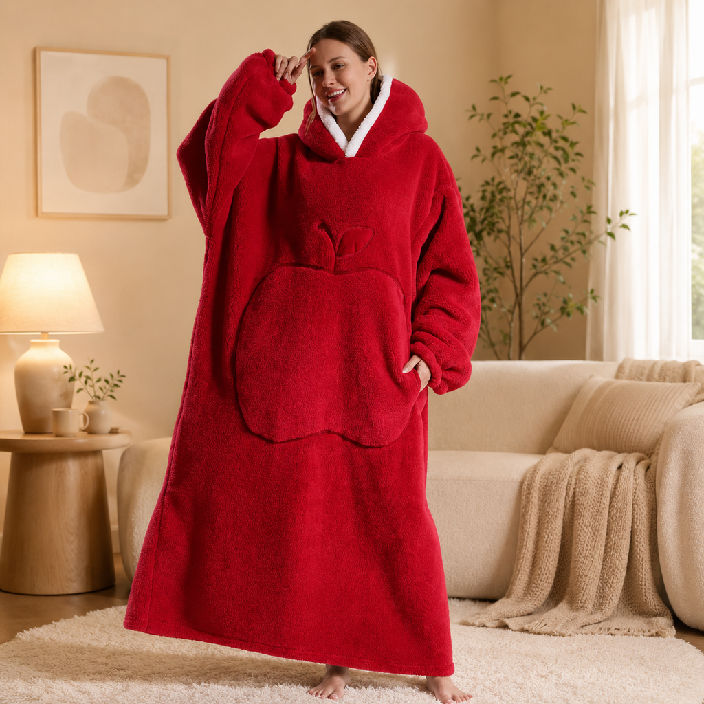 Long Red Blanket Hoodie