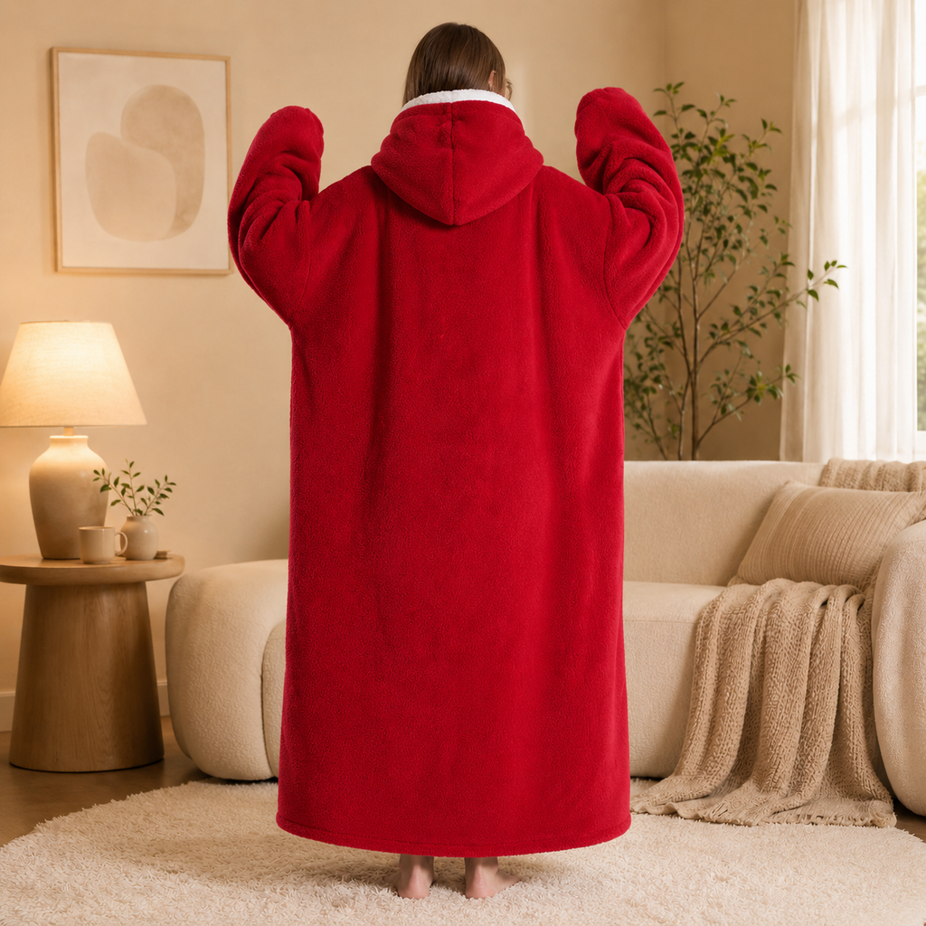 Long Red Blanket Hoodie
