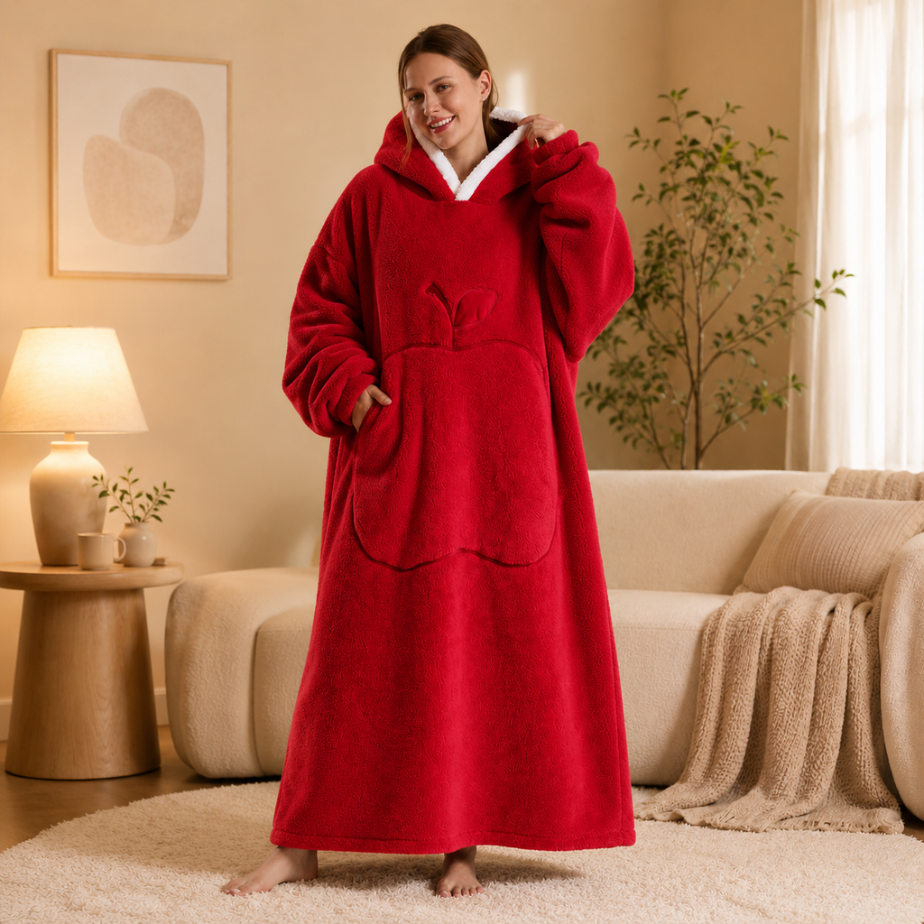 Long Red Blanket Hoodie