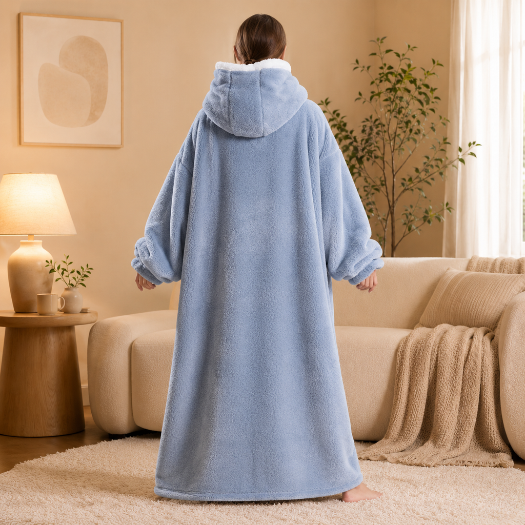 Long Light Blue Blanket Hoodie