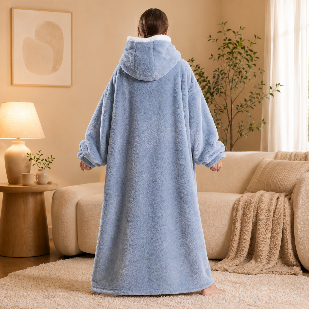 Long Light Blue Blanket Hoodie