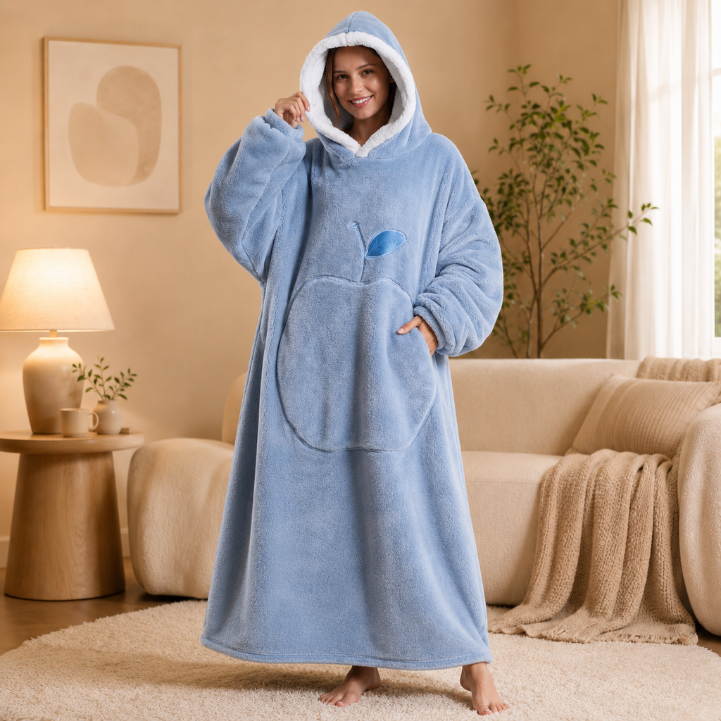 Long Light Blue Blanket Hoodie