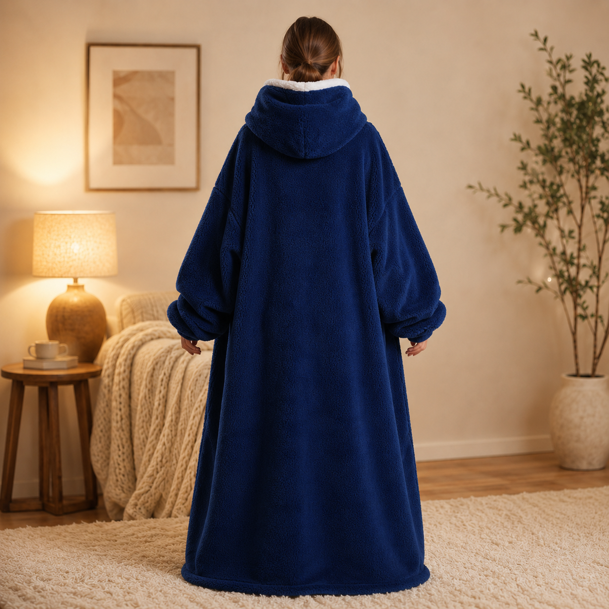 Long Dark Blue Blanket Hoodie