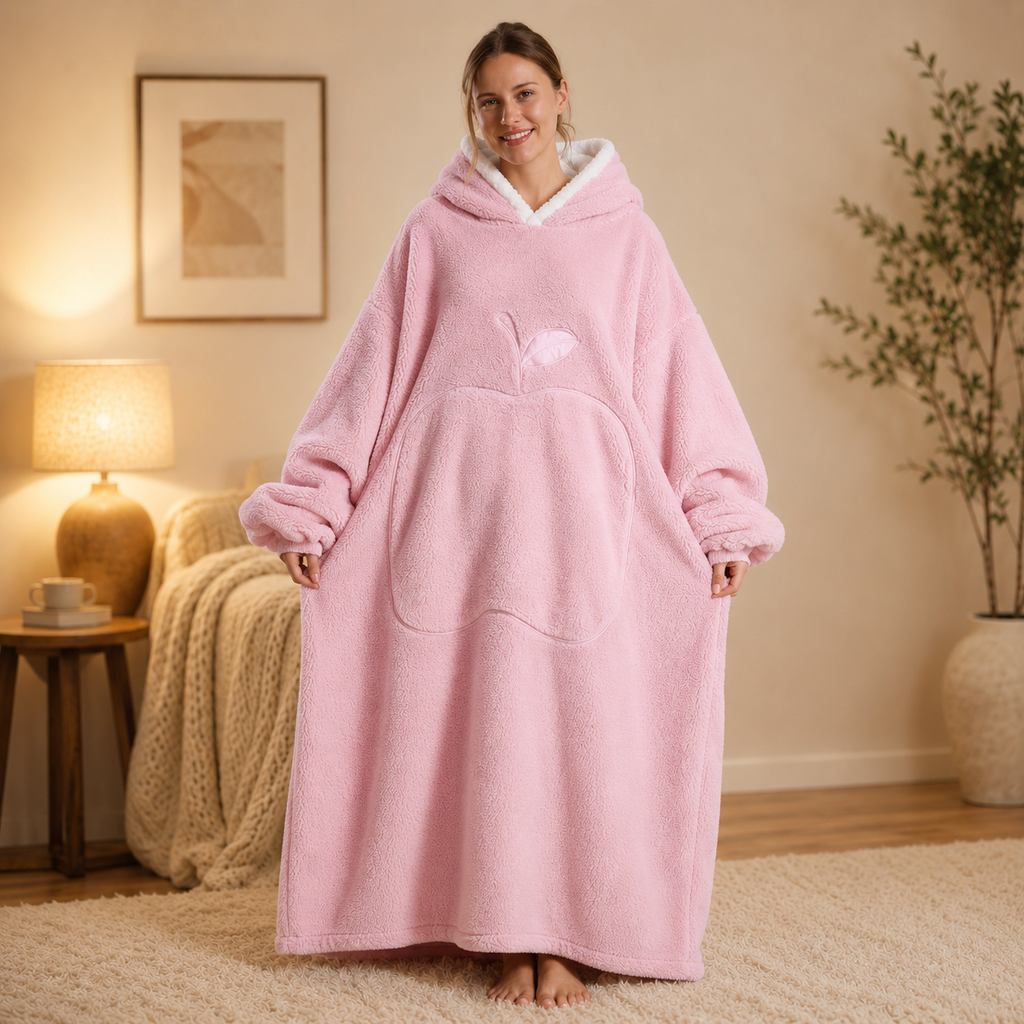 Long Pink Blanket Hoodie