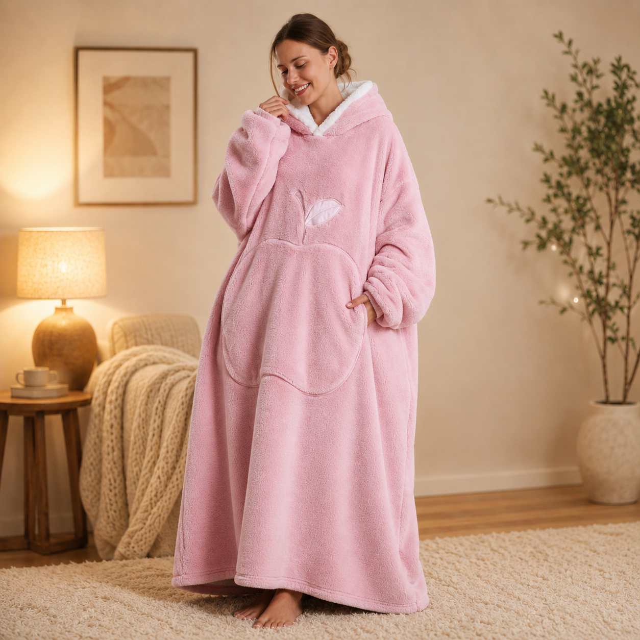 Long Pink Blanket Hoodie