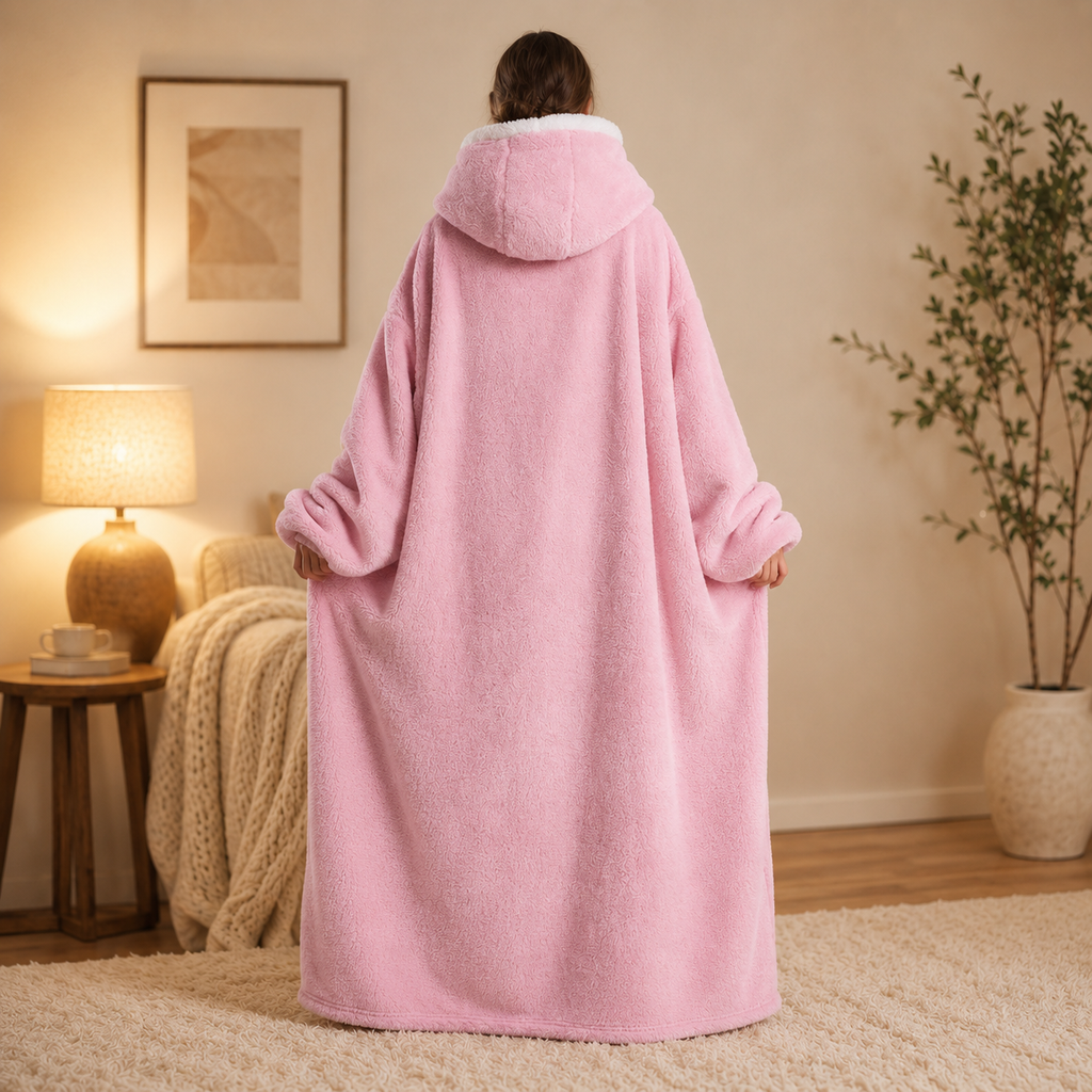 Long Pink Blanket Hoodie