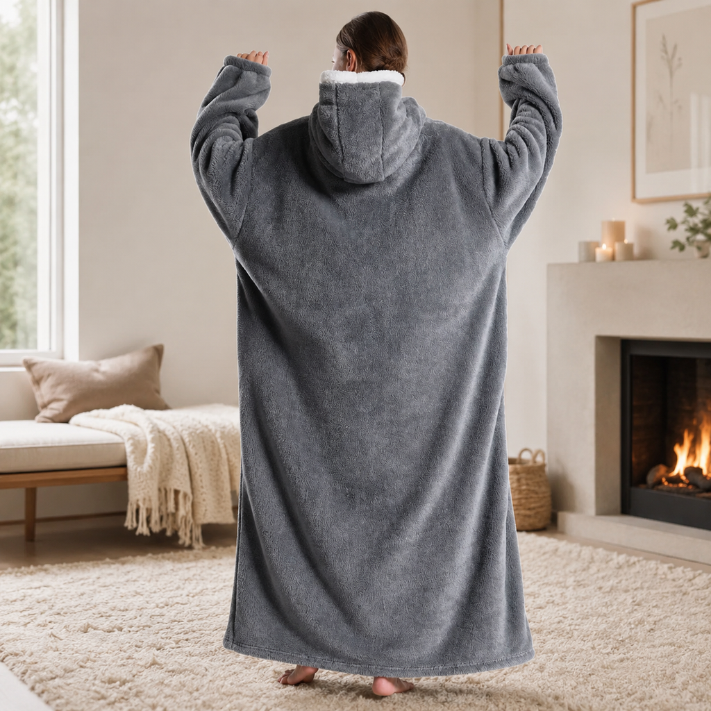 Long Light Grey Blanket Hoodie