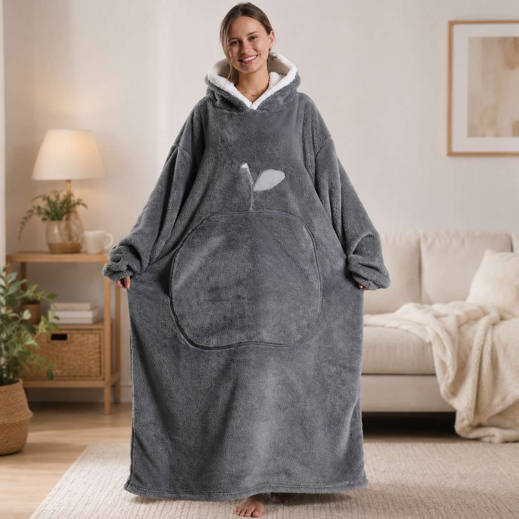 Long Light Grey Blanket Hoodie